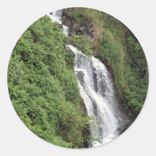 Waterfall Near Hilo, Hawaii Ronde Sticker