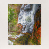 Waterfall New Hampshire. Kerstgroeten Legpuzzel (Verticaal)