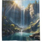 Waterfall Oasis douchegordijn met aangepast Afbeel (Voorkant)
