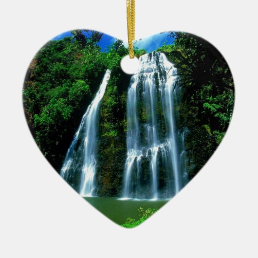 Waterfall Opaekaa Kauai Hawaii Keramisch Ornament (Voorkant)