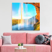 Waterfall Over Rocks Natuur Fotografie vreedzaam Canvas Afdruk (Insitu (Woonkamer))