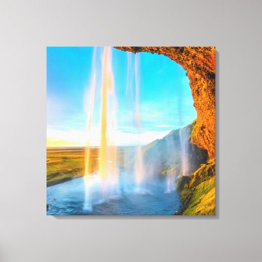 Waterfall Over Rocks Natuur Fotografie vreedzaam Canvas Afdruk (Voorkant)