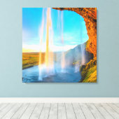 Waterfall Over Rocks Natuur Fotografie vreedzaam Canvas Afdruk (Insitu (Houten vloer))