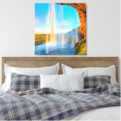 Waterfall Over Rocks Natuur Fotografie vreedzaam Canvas Afdruk (Insitu (Slaapkamer))