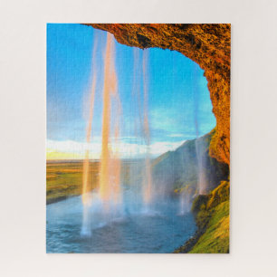 Waterfall Over Rocks Natuur Fotografie vreedzaam Legpuzzel