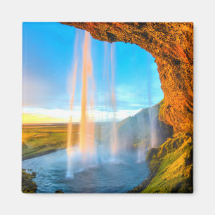 Waterfall Over Rocks Natuur Fotografie vreedzaam Magneet