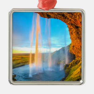 Waterfall Over Rocks Natuur Fotografie vreedzaam Metalen Ornament