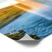 Waterfall Over Rocks Natuur Fotografie vreedzaam Poster (Hoek)