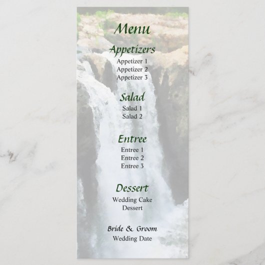 Waterfall Paterson NJ Wedding Menu (Voorkant)