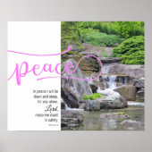 Waterfall Photo Psalm 4:8 Peace Poster (Voorkant)
