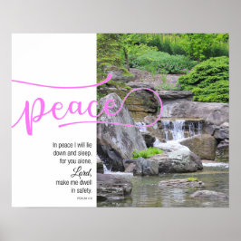 Waterfall Photo Psalm 4:8 Peace Poster