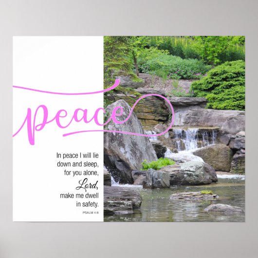 Waterfall Photo Psalm 4:8 Peace Poster (Voorkant)