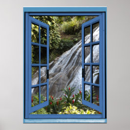 Waterfall Photo Trompe l'oeil Fake Window Poster