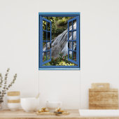 Waterfall Photo Trompe l'oeil Fake Window Poster (Keuken)
