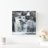 Waterfall Photography Square Wall klok (Huis)