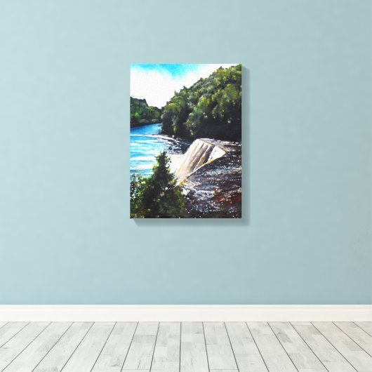 Waterfall Tahquamenon Herfsten, Michigan Canvas Afdruk (Insitu (Houten vloer))