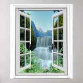 Waterfall Trompe l'oeil Effect Fake Window Poster (Voorkant)