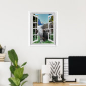 Waterfall Trompe l'oeil Effect Faux Window Uitzich Poster (Thuiskantoor)