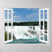 Waterfall Trompe l'oeil Fake Window Uitzicht Poster (Voorkant)