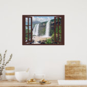 Waterfall Trompe l'oeil Faux Window Poster (Keuken)