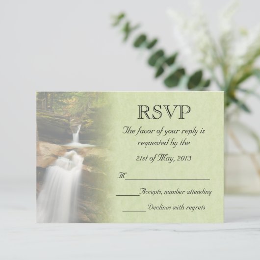 Waterfall Wedding RSVP Kaartje (Staand voorkant)