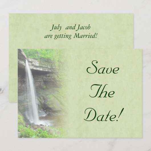 Waterfall Wedding Save the Date Kaart (Voorkant / Achterkant)