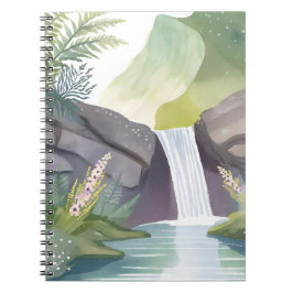Waterfall Whisper | Nature Watercolor Landscape Notitieboek