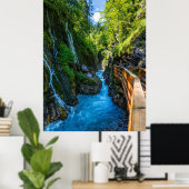 Waterfall Wimbachklamm Gorge Wooden Path Beieren Poster (Thuiskantoor)