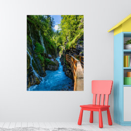 Waterfall Wimbachklamm Gorge Wooden Path Beieren Poster