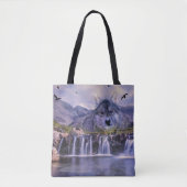 Waterfall Wolf Mountain over druk Tote Bag (Voorkant)