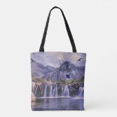 Waterfall Wolf Mountain over druk Tote Bag (Achterkant)
