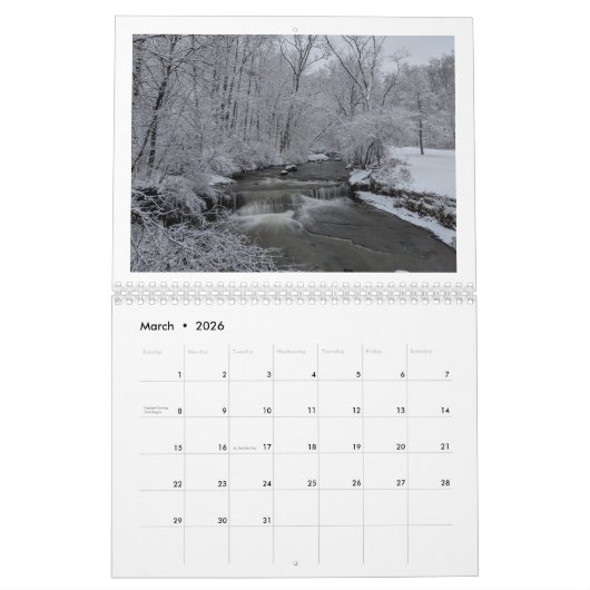 Waterfalls 2026 kalender (Mar 2026)