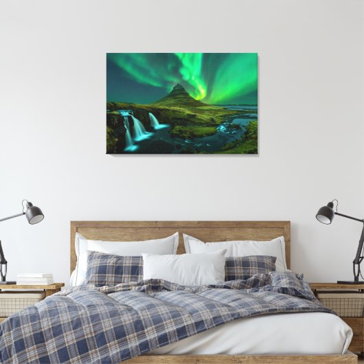Waterfalls | Kirkjufellfoss Waterfall, Iceland Canvas Afdruk (Insitu (Slaapkamer))