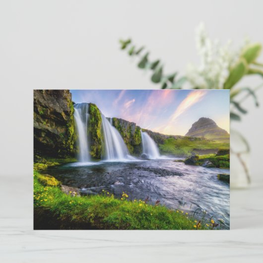 Waterfalls | Kirkjufellsfoss, Iceland Bedankkaart (Staand voorkant)