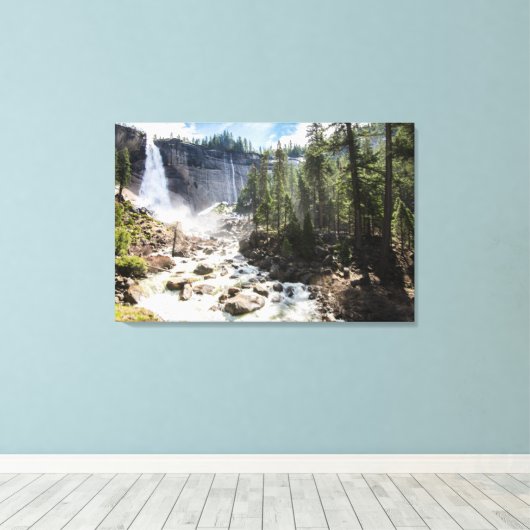 Waterfalls | Nevada Fall, Yosemite, CA Canvas Afdruk (Insitu (Houten vloer))