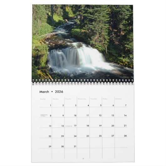 WATERFALLS OF PACIFIC NORTHWEST KALENDER (Mar 2026)
