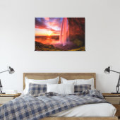 Waterfalls | Seljalandsfoss Waterfall Canvas Afdruk (Insitu (Slaapkamer))