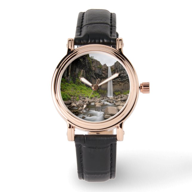 Waterfalls | Svartifoss Waterfall, South Iceland Horloge (Voorkant)