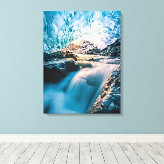 Waterfalls | Vatnajokull Glacier, Eastern Iceland Canvas Afdruk (Insitu (Houten vloer))