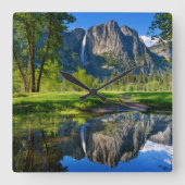 Waterfalls | Yosemite Falls, California Vierkante Klok (Voorkant)