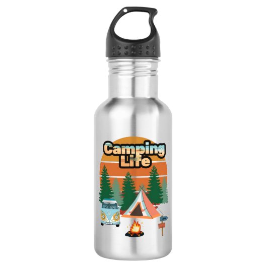 Waterfles Camping leven (Voorkant)