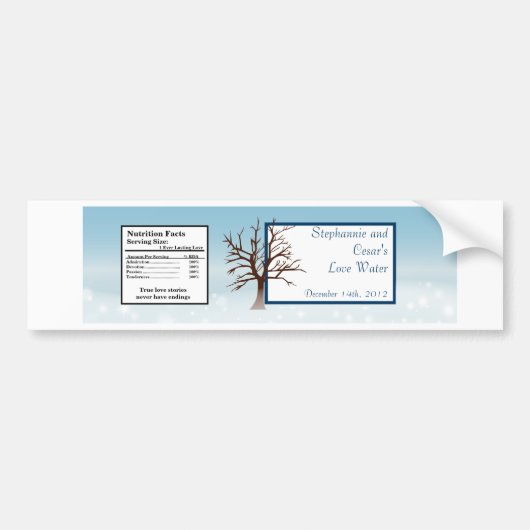 Waterfles Etiket Twinkling Sneeuw / kale boom Bumpersticker (Voorkant)