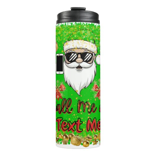Waterfles Funny Santa Bel me Tekst me Thermosbeker (Voorkant)