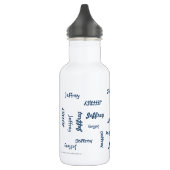 Waterfles, Gepersonaliseerd, Naam Blauw op Wit Waterfles (Links)