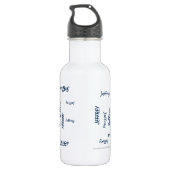 Waterfles, Gepersonaliseerd, Naam Blauw op Wit Waterfles (Achterkant)