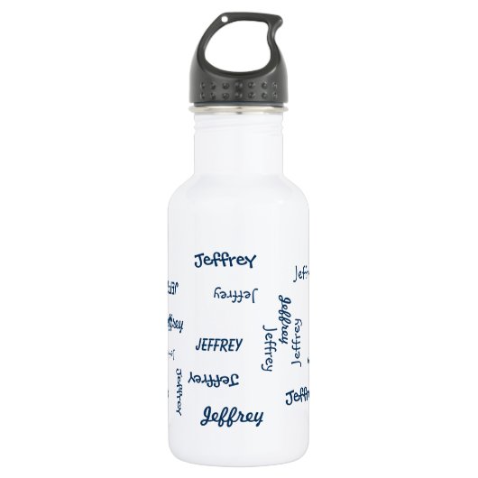 Waterfles, Gepersonaliseerd, Naam Blauw op Wit Waterfles (Voorkant)