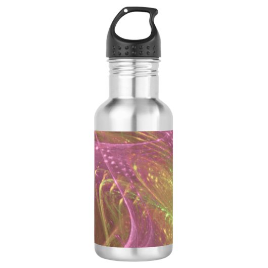 Waterfles Groene Magenta Asymmetrische fractal (Voorkant)