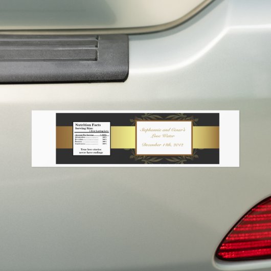Waterfles Label Gold en Black Damask Bumpersticker (Op auto)