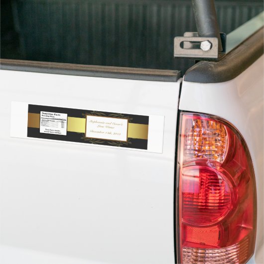 Waterfles Label Gold en Black Damask Bumpersticker (Op Truck)