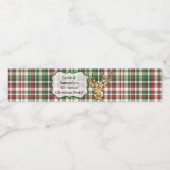 Waterfles Label Gold Glitter Rendier Plaid Buc Waterfles Etiket (Enkel label)